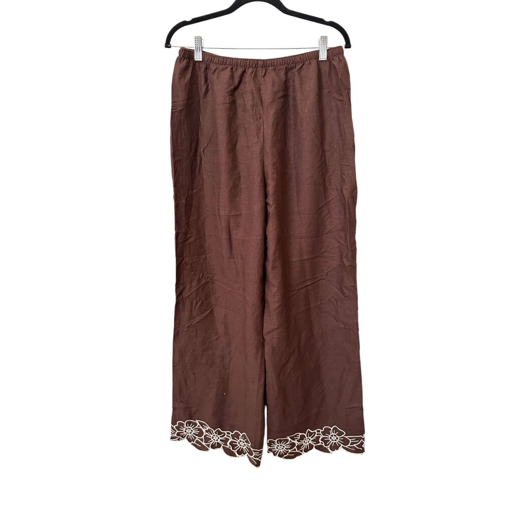 ABERCROMBIE & FITCH Gemma Linen Blend Wide Leg Pant Brown Medium NWOT - Picture 3 of 5